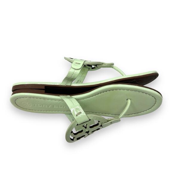 Tory Burch Patent Leather Miller Sandal Meadow Mist Pastel Green 7 Women’s - Picture 10 of 14